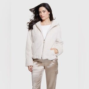 Guess Theoline Faux-Fur Hooded Jacket NWT 188.00